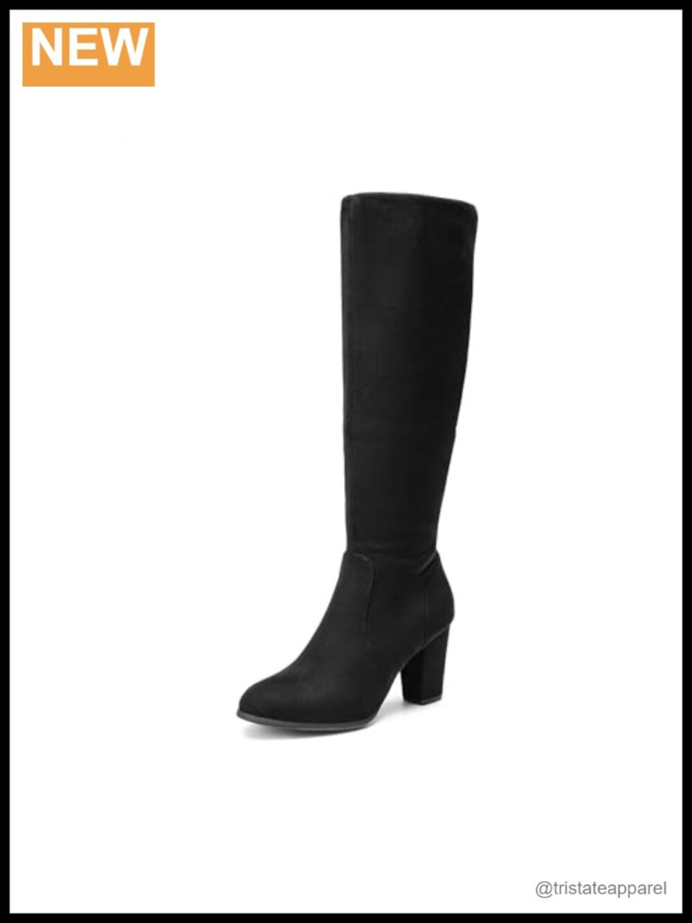 Faux Suede Knee High Chunky Heel Riding Boots